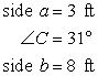 Solve the triangle using the law of cosines. Round to tenths.  