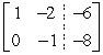 Write the system of equations for the matrix. Then use back-substitution to find its solution.  