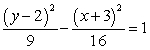 Sketch a complete graph of the equation, including asymptotes. Be sure to identify the center and vertices.   A)    B)    C)    D)   