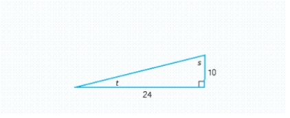  Refer to the triangle and compute  \sin 2 s  .   A)   \frac { 120 } { 169 }  B)   - \frac { 245 } { 389 }  C)   \frac { 201 } { 389 }  D)   - \frac { 119 } { 169 }  E)   - \frac { 119 } { 120 }