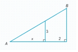  For the following figure, express the length AB as a function of x. (Hint: Note the similar triangles.)    A)   A B ( x )  = \frac { ( x + 2 )  \sqrt { x ^ { 2 } + 9 } } { x ^ { 2 } }  B)   A B ( x )  = \frac { ( x + 2 )  \sqrt { x ^ { 2 } + 9 } } { x }  C)   A B ( x )  = \frac { ( x + 3 )  \sqrt { x + 4 } } { x }  D)   A B ( x )  = \frac { ( x + 3 )  ^ { 2 } ( x + 2 )  } { x }  E)   A B ( x )  = \frac { ( x + 3 )  \left( x ^ { 2 } + 2 \right)  } { x }