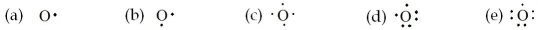 Which of the following is the electron dot formula for an atom of oxygen?   A) (a)  B) (b)  C) (c)  D) (d)  E) (e) 