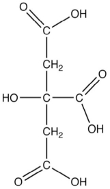 What functional group is present in the following structure for citric acid?   A) alcohol B) aldehyde C) ester D) ketone E) phenol
