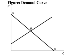   Reference: Ref 7-1 (Figure: Demand Curve)  Refer to the figure. Which point on the graph represents an unsatisfied want? A)  Point B B)  Point A and Point B C)  Point A D)  Point C