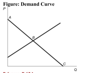   Reference: Ref 7-1 (Figure: Demand Curve)  Refer to the figure. Which point on the graph represents the value of the good in its next highest valued use? A)  Point A B)  Point B C)  Point C D)  the origin