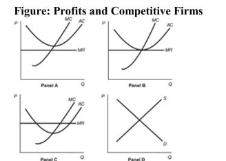   Reference: Ref 11-8 (Figure: Profits and Competitive Firms)  Refer to the four panels in the figure. Which of the panels shows a competitive firm making zero economic profits? A)  Panel A B)  Panel B C)  Panel C D)  Panel D