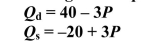 The market for aquarium cleaners can be defined by the following set of equations:   P is the price of aquarium cleaners in dollars, and Q is quantity in thousands. After their use, aquarium cleaners get washed down the drain and increase the mineral content in streams and rivers increasing the fish population. The government estimates that the external benefit related to the use of each container of aquarium cleaner is $3 and is considering a subsidy of $3 per container of the aquarium cleaner. Using this information answer the following questions. a. What are the market price and market quantity in the aquarium cleaner market? b. What is the social benefit of each container of aquarium cleaner? c. If consumers are offered a subsidy of $3, that would cause the demand curve to shift to the right, and the new equation for the demand curve would be Qd = 40 - 3(P - 3). What is the efficient quantity traded in this market as a result of this subsidy? d. Draw a graph to illustrate the old and new equilibriums in this market (before and after the subsidy). e. What is the dollar amount of the deadweight loss that has been removed from this market as a result of the subsidy?