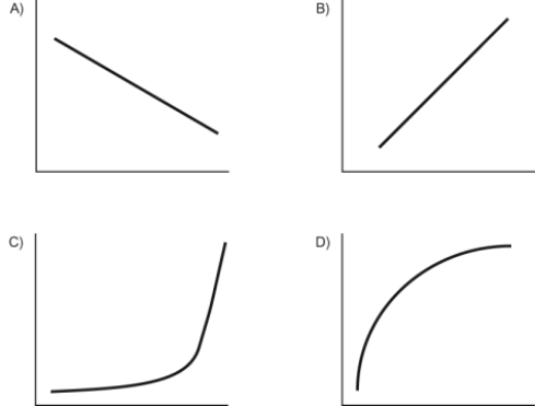 Use the following to answer question : (Figure: Four Production Functions)     Refer to the figure. Which of these production functions exhibits diminishing returns? A)  A B)  B C)  C D)  D