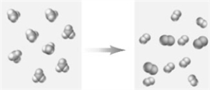 Consider the following image.   Which of the following most accurately describes the change represented in the image? A) A chemical change which follows conservation of mass. B) A physical change which does not follow conservation of mass. C) A physical change which follows conservation of mass. D) A chemical change which does not follow conservation of mass.