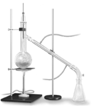 Examine the apparatus shown in the following image.   This apparatus would useful in which of the following separations? A) oxygen from nitrogen dioxide B) sand from a mixture of sand and water C) rubbing alcohol from a mixture of rubbing alcohol and water D) iron filings from cereal E) hydrogen and oxygen from water
