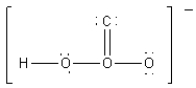 Which of the following is the best Lewis diagram for HCO<sub>3</sub><sup>-</sup>? A)    B)    C)    D)    E)   