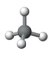 What is the electron pair geometry shown in the following model?   A) Tetrahedral B) Angular (Bent)  C) Linear D) Trigonal planar E) Trigonal pyramid
