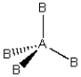 Consider the following general wedge-and-dash diagram:   What is the molecular geometry around the central atom of this molecule? A) Linear B) Tetrahedral C) Trigonal planar D) Bent E) Trigonal pyramidal