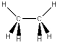 Which of the following wedge-and-dash diagrams best illustrates the molecular geometry of C<sub>2</sub>H<sub>6</sub>? A)    B)    C)    D)    E)   