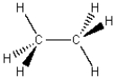 Which of the following wedge-and-dash diagrams best illustrates the molecular geometry of C<sub>2</sub>H<sub>6</sub>? A)    B)    C)    D)    E)   