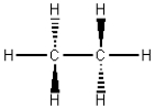 Which of the following wedge-and-dash diagrams best illustrates the molecular geometry of C<sub>2</sub>H<sub>6</sub>? A)    B)    C)    D)    E)   