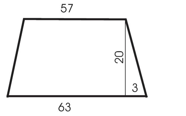 The figure below shows a simplified pattern for a wrap skirt that is 20 inches long and has a top hem of 57 inches. The bottom hem has a length of 63 inches. Suppose you decide to alter the pattern to Make a wrap skirt with the same top hem length but a length of 24 inches. How long should be the bottom Hem?   A)  64.65 inches B)  63.6 inches C)  63.19 inches D)  64.2 inches 