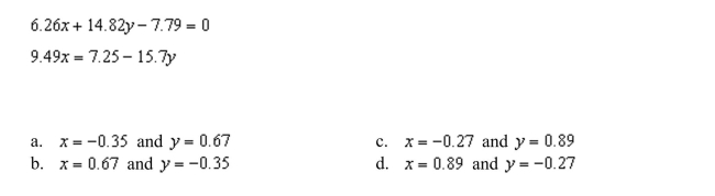 Solve the system of equations