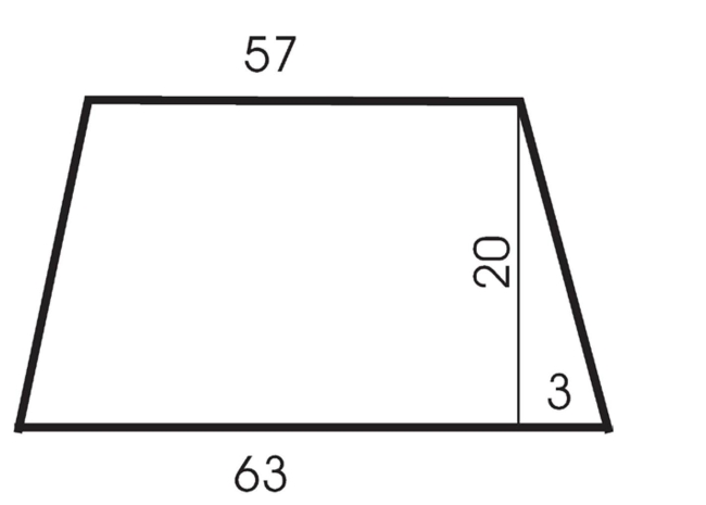 The figure below shows a simplified pattern for a wrap skirt that is 20 inches long and has a top hem of 57 inches. The bottom hem has a length of 63 inches. Suppose you decide to alter the pattern to Make a wrap skirt with the same top hem length but a length of 25 inches. How long should be the bottom Hem?   A)  65.36 inches B)  63.75 inches C)  63.04 inches D)  64.5 inches 