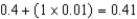 0.41 mL The calibrations divide a tenth of a mL into 10 increments, so each shorter calibration measures one-hundredth.   mL