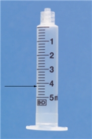 Identify the dose indicated on the syringe.  