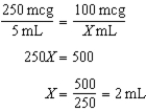 2 mL   A medication label contains the following information: Heparin Sodium Injection, USP 1000 units/mL 10 mL Multiple Dose Vial