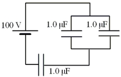 What is the equivalent capacitance of the combination of capacitors shown in the circuit?   A) 0.37 µF B) 3.3 µF C) 4.6 µF D) 0.67 µF E) 2.1 µF