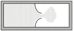 A thermally isolated sample of an ideal gas at a fixed temperature is confined to one half of a container by an impermeable membrane. The other half of the container is evacuated. The membrane is then pierced and the gas is allowed to expand freely and to double its volume as shown. Which one of the following statements is true concerning this situation?   A) The process is reversible. B) This is an isothermal process. C) The entropy of the gas decreases. D) The internal energy of the gas must decrease. E) The temperature of the gas decreases to one-half of its original value.