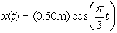 The position of a simple harmonic oscillator is given by   where t is in seconds. What is the period of the oscillator? A) 0.17 s B) 0.67 s C) 1.5 s D) 3.0 s E) 6.0 s