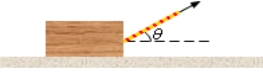 A concrete block is pulled 7.0 m across a frictionless surface by means of a rope. The tension in the rope is 40 N; and the net work done on the block is 247 J. What angle does the rope make with the horizontal?   A) 28° B) 41° C) 47° D) 62° E) 88°