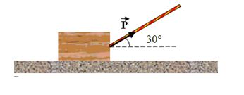 A block is pulled at constant speed along a rough level surface by a rope that makes an angle of 30° with respect to the horizontal. The applied force along the rope is  . The force of kinetic friction between the block and the surface is 10 N.   -Which one of the following expressions gives the magnitude of the force  in SI units? A) 10/(cos 30°)  B) 10/(sin 30°)  C) 10(cos 30°)  D) 10(sin 30°)  E) tan 30°