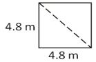 The length of each side of a square is 4.0 m. What is the length of the diagonal of the square (shown as a dashed line in the figure) ?   A) 2.8 m B) 8.0 m C) 5.7 m D) 6.8 m E) 16 m