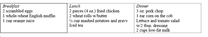<strong>Examine the following menu for a pregnant woman: According to the recommended food intake for pregnancy, what is wrong with this menu? </strong> A) it lacks adequate meat and milk, and offers too much starch B) it lacks vegetables and fruits, especially a vitamin A-rich variety, and lacks adequate milk C) it lacks adequate meat, milk, and fruits and vegetables D) it lacks vegetables and fruits, especially a vitamin A-rich variety, and offers too much starch E) it lacks milk, fruits and vegetables, and offers too much starch