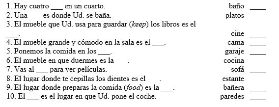 Match each sentence with the word that best completes it.   