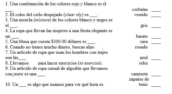 Match each sentence to the correct word to complete it.   