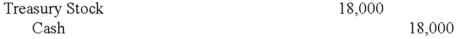 Lenworth Company purchased 1,000 shares of its own $5 par value common stock when the market price of the stock was $18 per share. Select the journal entry that correctly records Lenworth's purchase of treasury stock. A) B) C) D)