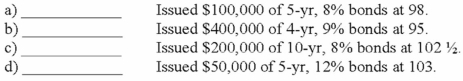 Compute the amount of cash a company will receive from the following bond issues.  
