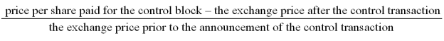 The formula to compute the value of the block premium is A) B) C) D)