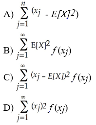 Which of the following formulas will compute the variance of a discrete random variable X?