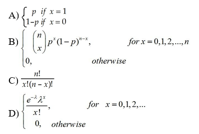 Which of the following is the probability mass function of the Bernoulli distribution?