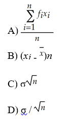 Which of the following is the equation for calculating the standard error of the mean?