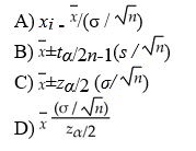 The formula for a 100(1 - α)% confidence interval for the mean μ when the population standard deviation is unknown is ________.