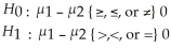 <strong>In a two-sample test for differences in means, the hypotheses are of the form:</strong> A) B) C) D)