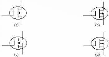   -Refer to a) in the figure above. This symbol identifies A) a p-channel D- MOSFET. B) an n-channel E- MOSFET. C) an n-channel D- MOSFET. D) a p-channel E- MOSFET.