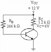 <strong> Refer to the figure above. The voltage at the base of this silicon transistor is</strong> A)0.3 V. B)12 V. C)0 V. D)11.3 V. E)0.7 V.