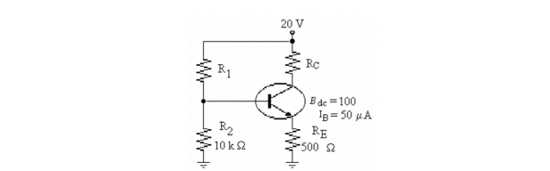   -Refer to the figure above. The purpose for R1 and R2 is to A) maintain VBE at 0.7 V. B) stabilize the operating point with negative feedback. C) develop the output voltage. D) establish a dc base voltage.