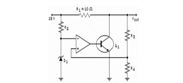 <strong> Refer to the figure above. The purpose for the op- amp is to</strong> A)supply a reference voltage. B)limit the input voltage to the circuit. C)amplify the error signal. D)sense the error signal.