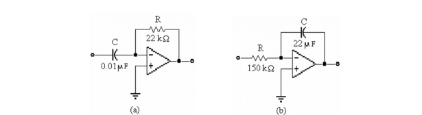   -Refer to b) in the figure above. A square wave input is applied to this circuit. The output voltage is most likely to be A) a square wave. B) a sine wave. C) a triangle wave. D) no output.