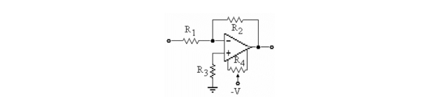   -Refer to the figure above. Which components are used for bias current compensation? A) R2 B) R3 C) R4 D) R1 and R2