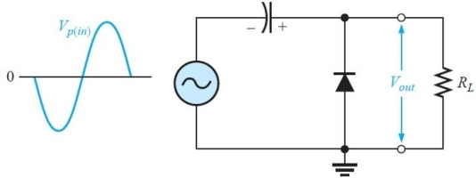   Figure 8 -The circuit in Figure 8 is a A) negative clipping circuit B) negative clamping circuit C) positive clipping circuit D) positive clamping circuit